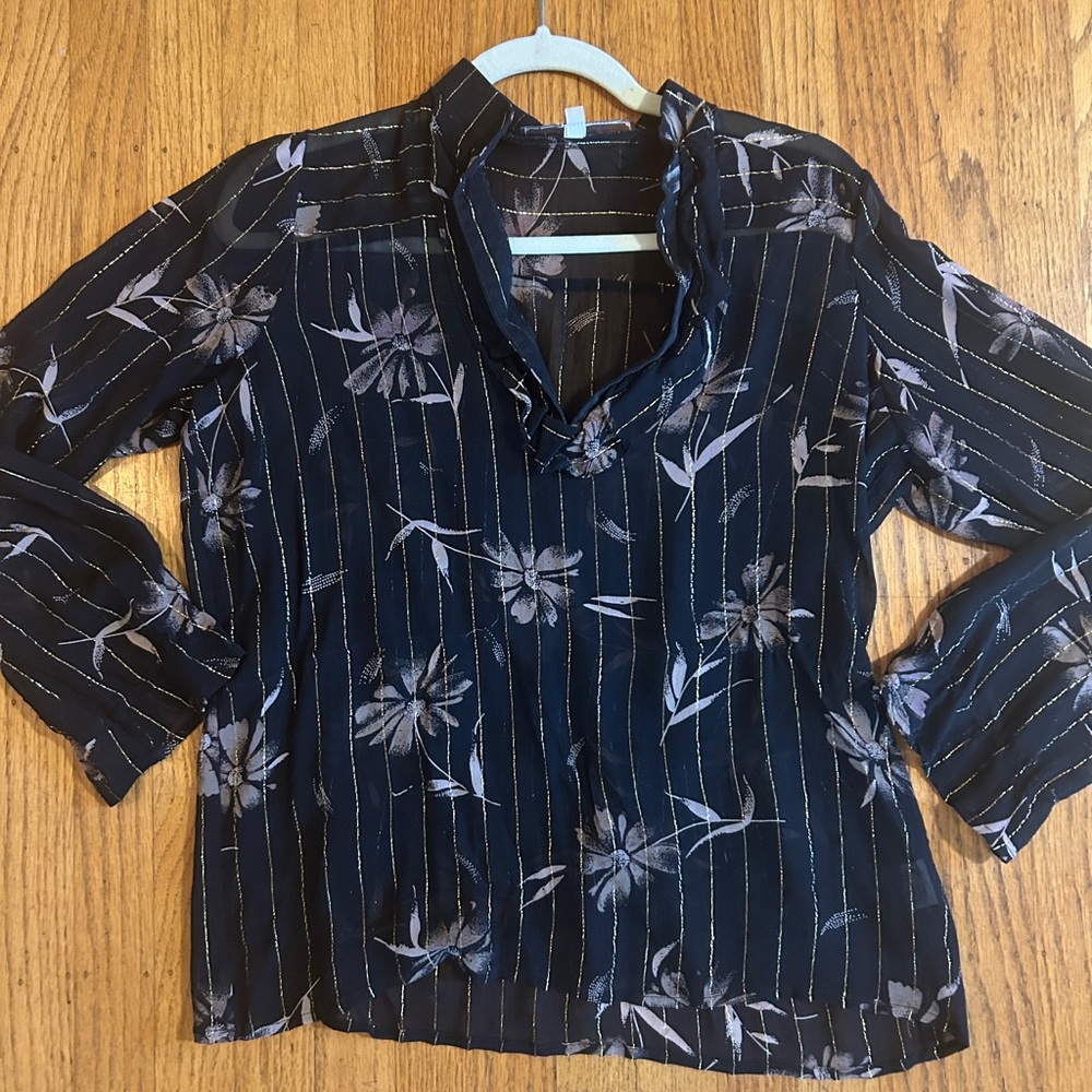 Silk lurex sheer blouse
